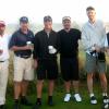 Part of the group grabs coffee before Day 2 on the first tee of Bandon Trails.