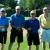 Day 2: The first group out looks confident standing on the first tee at Pronghorn Nicklaus.