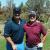 Day 2: Brian and Mike pause to celebrate Brian's birdie-birdie-birdie-eagle start to the round.